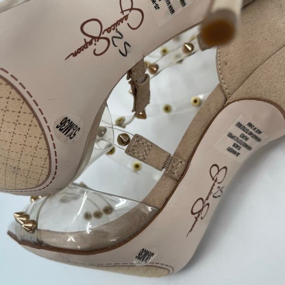 JESSICA SIMPSON Pumps Size 5.5 Wavery Clear Studded Wavery Pointed Toe Stiletto - Picture 9 of 16